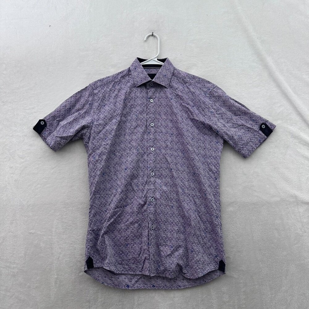 Maceoo Shirt Mens S Purple Geometric Business Casual Button Down